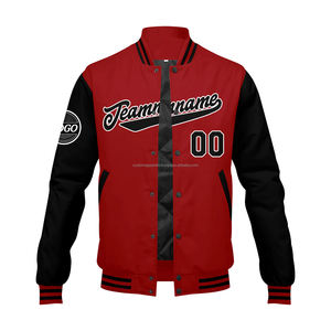 Chaqueta universitaria personalizada con tela de lana y mangas de cuero, cuello levantado de ajuste extragrande, decoración bordada con logotipo en la parte delantera de la chaqueta, con el logotipo en la parte delantera de la MCACVJ-69 - Product Image 2