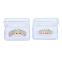 Grillz Micro Pavé CZ Dents de Vampire pour Hommes et Femmes, Bijoux de Bouche Hip Hop Iced Out, En Stock, Vente en Gros, Fournisseur d'Usine