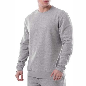 Sweat-shirt à col rond pour homme en polyester/coton gris clair, personnalisé avec impression numérique et broderie OEM - Product Image 5