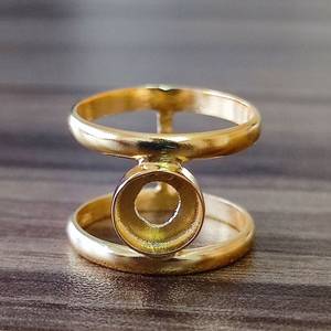 Sólido 925 plata esterlina 7mm redondo doble banda rueda diseño en blanco ajuste semi-montaje 18K chapado en oro fino anillo hecho a mano - Product Image 1