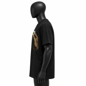 Camiseta negra de manga corta para hombre, informal, de corte regular, cuello redondo, de algodón. - Product Image 4