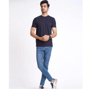 100% coton doux hommes à manches courtes col rond plaine T-Shirts Logo personnalisé imprimé avec méthode numérique respirant motif solide - Product Image 2