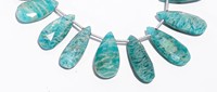 Collier de pierres précieuses en amazonite naturelle verte classique, facettée, en forme de poire, 8 pouces, 7x9, 8x15 mm, 65 carats, certifiée par un tiers, vente en gros