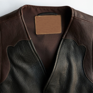 Chaleco de Cuero Genuino para Hombre, Logotipo Personalizado, Sin Mangas, para Motociclista, Fabricante de Cuero Vacuno y de Cordero, Venta al Por Mayor OEM - Product Image 5