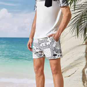กางเกงขาสั้นชายหาดแห้งเร็วของผู้ชายมาใหม่2024พิมพ์ลายซับลิเมชันสีพื้นแบบลำลองออกแบบได้ตามต้องการ - Product Image 4