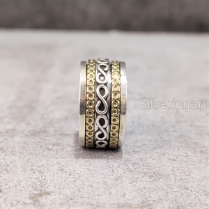 Anneau de méditation Infinity Spinner Band Bague de pouce pour femme en argent sterling 925 Fidget Bijoux faits à la main Fine Yoga Mens Spinner Ring - Product Image 5