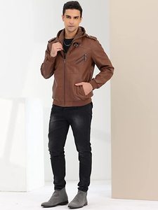 Chaqueta de Cuero Genuino para Hombre, Corte Ajustado, Cierre Frontal, Estilo Casual, Ropa de Motociclista, Chaqueta de Cuero Genuino de Primera Calidad al por Mayor - Product Image 4