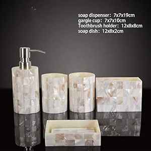 Conjunto de accesorios de baño elegante de jabón MOP blanco y dorado - Product Image 2