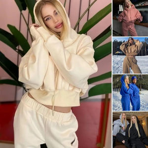 Survêtements 100% coton survêtements personnalisés en polyester et coton pour femmes survêtements d'entraînement de jogging sérigraphiés en soie brodés - Product Image 3