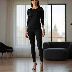 ชุดออกกำลังกาย2ชิ้นสำหรับผู้หญิงชุดครอปท็อปและเลกกิ้งใส่ออกกำลังกายกางเกงวิ่งจ๊อกกิ้งทรงหลวม - Product Image 5