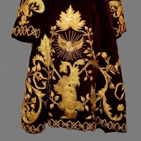 Sakkos Orthodoxe de Luxe Moderne en Velours Bordeaux, Broderie à la Main en Fil d'Or, Robe de Prêtre d'Église, Soutane Liturgique pour Clergé