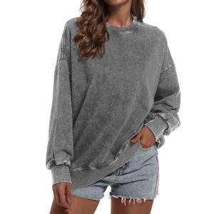 Tricoté goutte épaule femmes sweat coton pull décontracté O cou écologique respirant hauts hiver Streetwear - Product Image 2
