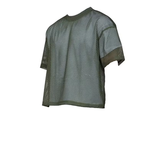 Camiseta de malla personalizada informal a la moda, camiseta de malla de fútbol Boxy, camiseta recortada de malla, camiseta transparente atlética para hombres - Product Image 3