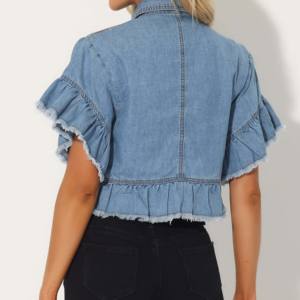Veste en jean de haute qualité dernière conception couleur bloc pour femmes best-seller pas cher veste en jean confortable pour femmes OEM - Product Image 3