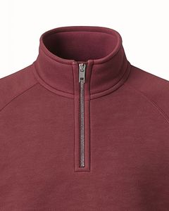 Men Quarter Zip Fleece Sweatshirt in Maroon Color Warm Pullover with High Neck Soft Cotton <b>Blend</b> Casual Winter Wear OEM - Product Image 5