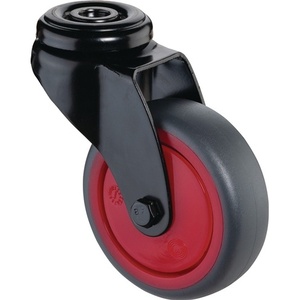 Rueda Giratoria de 75 mm de Diámetro para Muebles, Ruedas BS con Capacidad de Carga de 60 kg, Rodamiento de Bolas, Goma Gris con Orificio de Montaje - Product Image 1