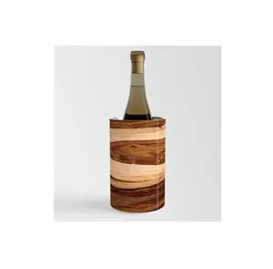 गोल आकार और सर्वोत्तम चमकदार पॉलिश के साथ उच्च गुणवत्ता वाले लकड़ी के वाइन चिलर प्रमोशन वाइन चिलर बर्फ की बाल्टी