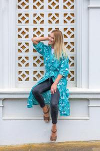 เดรสกิโมโนวินเทจแบบลำลองระบายอากาศมีกระดุมด้านหน้าผ้าคอตตอนเป็นมิตรต่อสิ่งแวดล้อม - Product Image 3