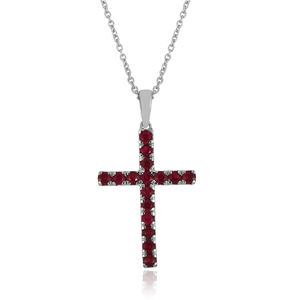 Wholesale jewelry luxury style 925 sterling silver ruby dyed gemstone <b>cross</b> <b>pendant</b> Christmas gift jewelry - Product Image 1