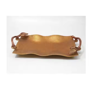 Plateau classique personnalisé élégant rectangulaire en plaqué or élégant pour servir à la main moderne élégant fantaisie unique - Product Image 1