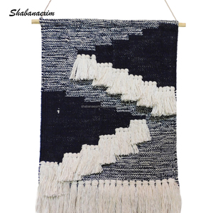 Tapiz de pared hecho a mano de algodón con cordón, accesorios decorativos para el hogar - Product Image 3