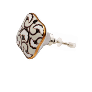 Muebles de lujo marroquíes, forma cuadrada, Color negro, oro, flores de trabajo, perillas de cerámica, cajón hexagonal Floral, armario de cocina - Product Image 2