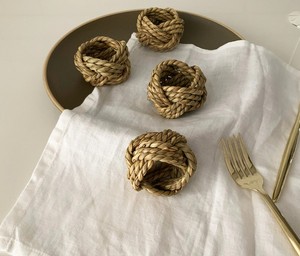 Modern Minimalist Set of 4 Wicker Rustic Napkin <b>Rings</b> | Natural Napkin <b>Rings</b> | Woven Napkin <b>Rings</b> - Product Image 1