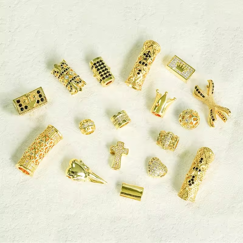 Fashion Jewelry CZ Beads Cubic Zirconia 18K Gold Plated Beads Connector Spacers Zircon Gemstone Diy Beads for Jewelry Making Kit