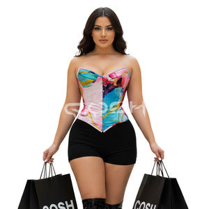 Corset pour femmes à imprimé marbre personnalisé, vêtements de soirée sexy, sans bretelles, décolleté en cœur, taille amincissante, fournisseur de vêtements de mode - Product Image 5