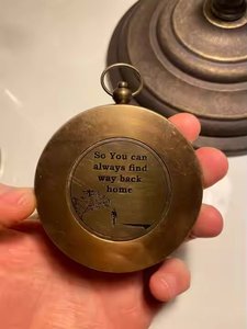Antique Nautical Brass Open Face <b>Compass</b> Small Home Decor with <b>Engraved</b> Back Side - Product Image 2