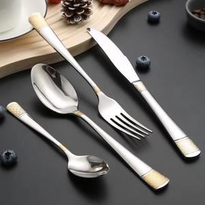 Juego de Cubiertos de acero inoxidable para Bodas de lujo Cuchillos de plata Cuchara Tenedores Cubiertos Premium con oro duradero - Product Image 3