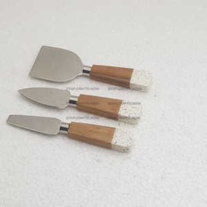 Cubiertos personalizados brillantes de acero inoxidable con mango de madera y resina para cocina, hoteles, mesa de Navidad, marcador de posición, Oficina - Product Image 6