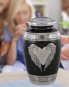 Urne Ailes d'Ange Urne Crémation Amoureuse Noire et Argentée Grande pour Cendres Humaines Urne Coeur Noir Mémorial Adulte - Product Image 3