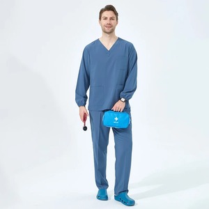 Mint Unisex Uniformes Médicos 3 Bolsillos Top 2 Bolsillos Pantalón Scrub Set Tejido Poliéster/Algodón Micro Estiramiento Dentista Veterinario Enfermería - Product Image 5