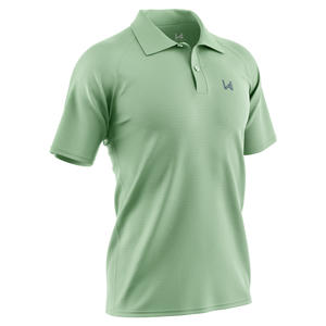 เสื้อโปโลของผู้ชายแบบแห้งเร็วออกแบบได้ตามต้องการด้วยผ้าทอระบายอากาศได้โลโก้ด้านหน้าแบบลำลองและกีฬาแขนสั้น - Product Image 2