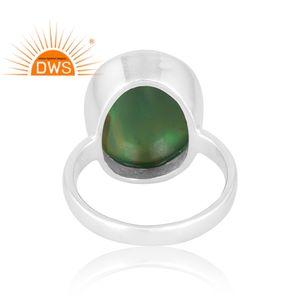 แหวนอัญมณีสีเขียวออโรราโอปอลสีเงินแท้สำหรับ925เหมาะสำหรับเป็นของขวัญสำหรับผู้หญิง - Product Image 2