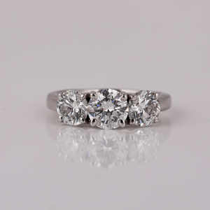 Custom Three Stone Round Cut Lab Grown Diamond Engagement Ring 18KT <b>Solid</b> Gold Plated Luxurious IGI Certified Anniversary Gift - Product Image 2