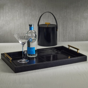 Premium <b>Black</b> <b>Tray</b> with Polished Brass Handles Ideal for Modern Dining Kitchen Use and Home Decoration - Product Image 3