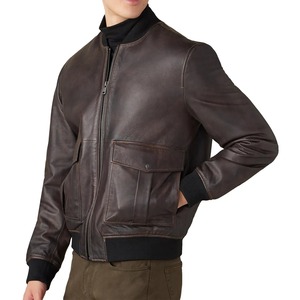 Fabricantes de chaquetas de cuero de diseño personalizado de Sialkot Pakistán/chaquetas de cuero de moda para hombres con cuello de piel real - Product Image 3