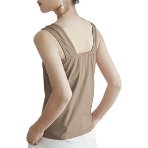 Top corto sin mangas de verano para mujer, cuello cuadrado, camiseta básica, chaleco sexy sin espalda, tops sin mangas de colores sólidos, tejido frontal - Product Image 3