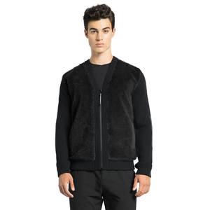 Mens V Neck Sherpa <b>Jacket</b> Zip Front <b>Fleece</b> Lined Knit <b>Jacket</b> Long Sleeve Warm Casual Layering Outerwear Top - Product Image 1