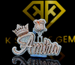 Pendentif Hip Hop personnalisé porte-bonheur ou lettre, pendentif à breloque, pendentif femme, pendentif Moissanite, bijoux Ice Out Hip Hop - Product Image 1