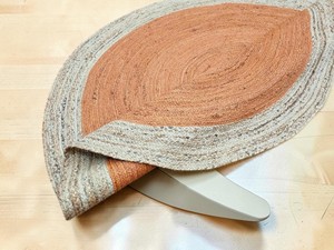 <b>Round</b> Jute Area Rug Solid Color Modern Handcrafted Flat Pile Non Slip Living Room Floor Mat Gray and Terracotta - Product Image 2