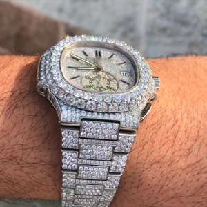 Montre en acier inoxydable de haute qualité avec moissanite incrustée, bracelet de 20 mm pour hommes et unisexe, meilleur prix de gros pour les bijoux - Product Image 2
