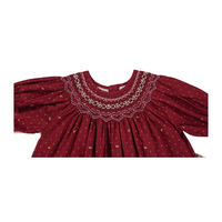 Vente chaude de robes smockées en coton à manches courtes pour filles ODM et motif à pois OEM du fabricant vietnamien pour enfants