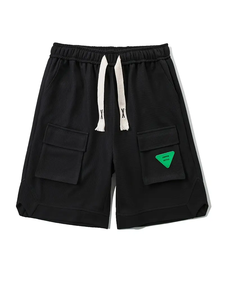 Pantalones cortos sólidos para hombre ultracómodos: multibolsillo, cintura elástica, cordón, transpirable, ligero, informal de verano - Product Image 3