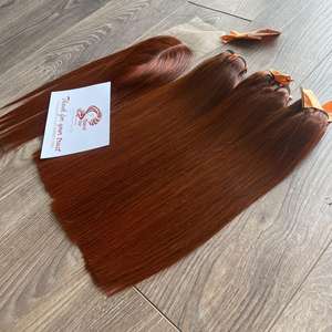 Top Vendor Set 3 Bundle Burnt Oranges Colored and 1Lace Closure Bone Straight Virgin Vietnamese <b>Human</b> <b>Hair</b> <b>Wigs</b> for Black Women - Product Image 3