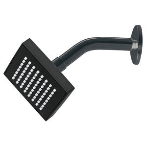 Pomme de douche carrée Foset R-403M 4' en ABS avec finition noir mat, ensemble de quincaillerie de salle de bain mural, design contemporain, écologique - Product Image 3