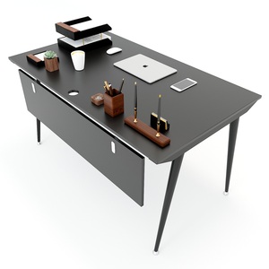 SFCN002-Minimalist Style Director's <b>Desk</b> Rubberwood and Iron Conical Leg Executive <b>Workstation</b> - Product Image 1