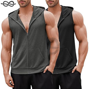 Débardeurs à capuche d'entraînement pour hommes Chemises de gymnastique sans manches Muscle Cut Off Bodybuilding Hoodies Fitness Activewear - Product Image 1